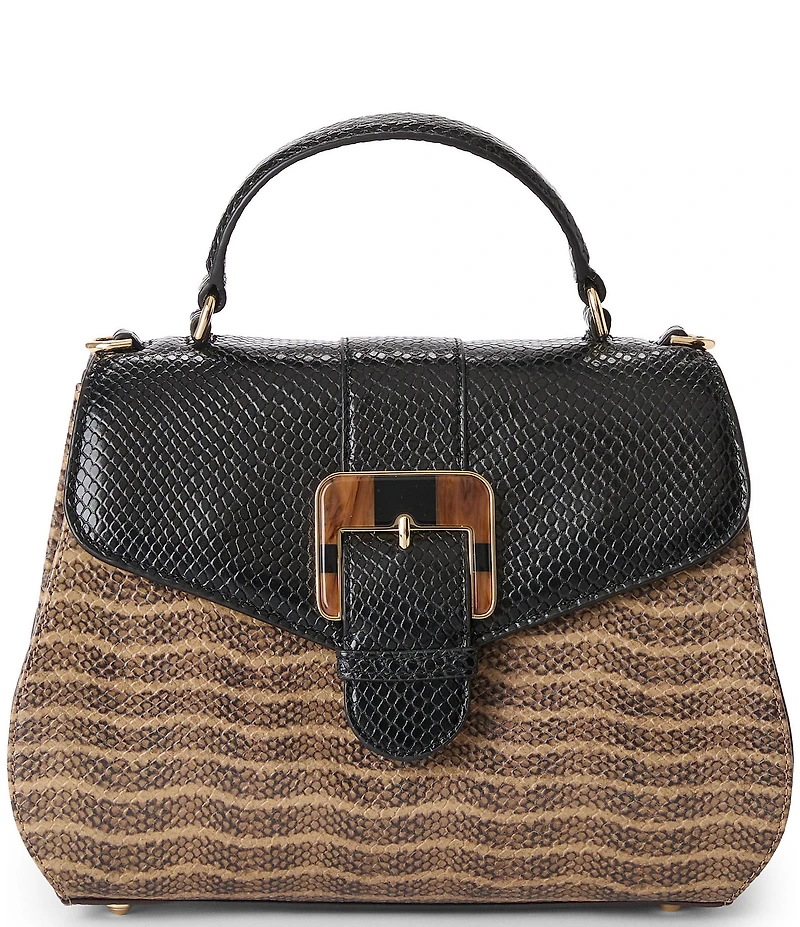 BRAHMIN Annalise Anise Collection Multi Snake Print Resin Buckle Handle Satchel Bag