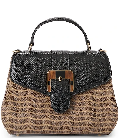 BRAHMIN Annalise Anise Collection Multi Snake Print Resin Buckle Handle Satchel Bag