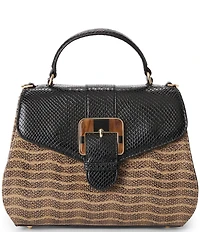 BRAHMIN Annalise Anise Collection Multi Snake Print Resin Buckle Handle Satchel Bag