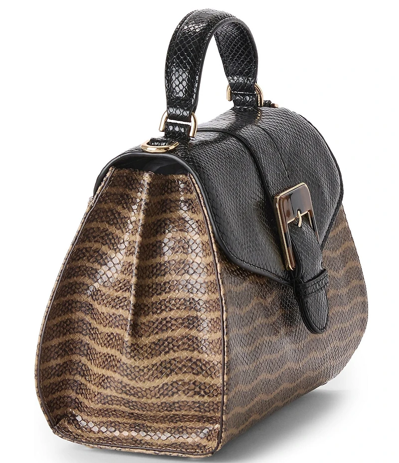BRAHMIN Annalise Anise Collection Multi Snake Print Resin Buckle Handle Satchel Bag