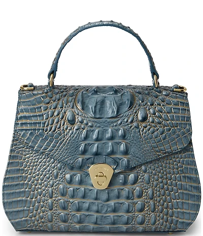 BRAHMIN Annalise Melbourne Collection Vintage Indigo Turn Lock Satchel Bag