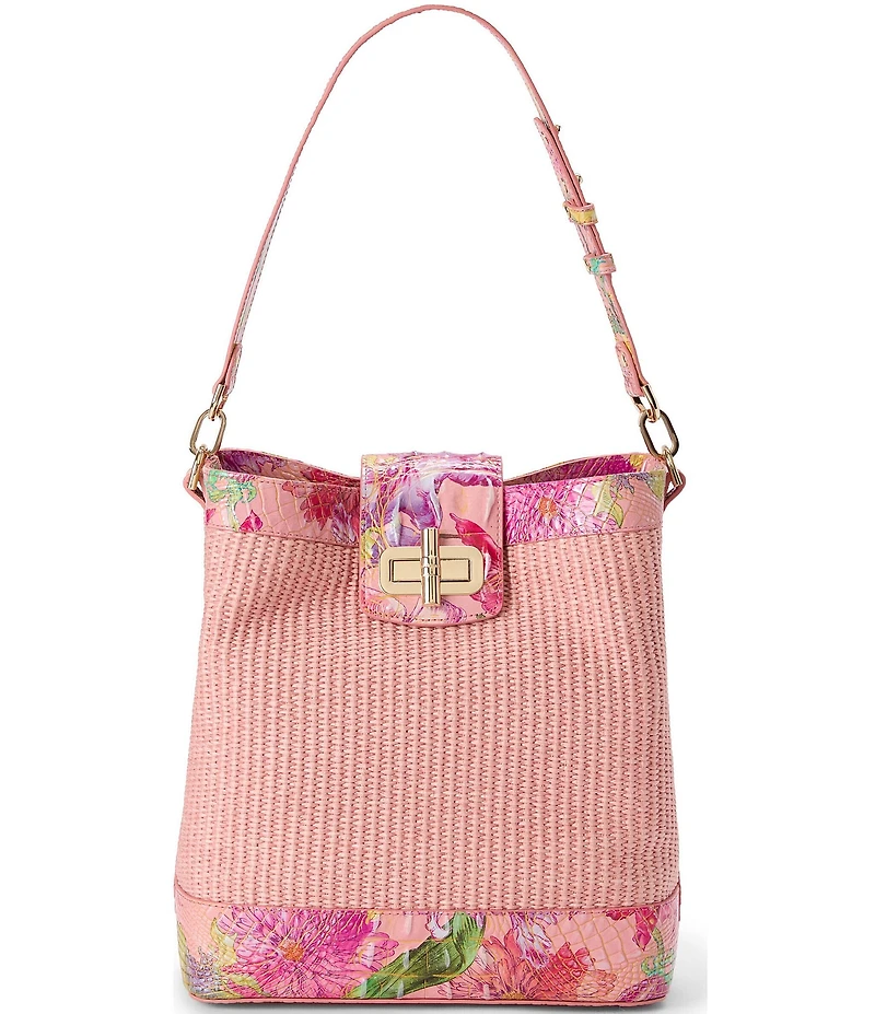 BRAHMIN Anthurium Collection Perennial Celina Contrast Trim Bucket Shoulder Bag