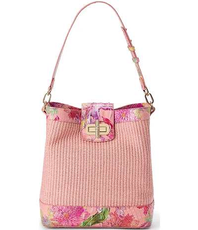 BRAHMIN Anthurium Collection Perennial Celina Contrast Trim Bucket Shoulder Bag