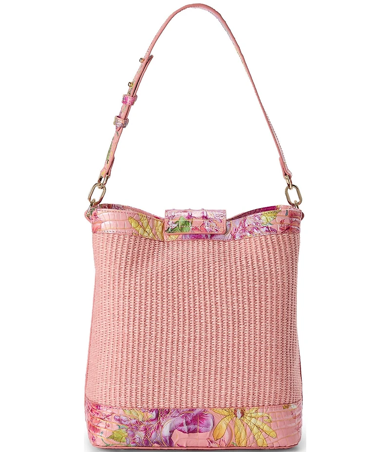 BRAHMIN Anthurium Collection Perennial Celina Contrast Trim Bucket Shoulder Bag