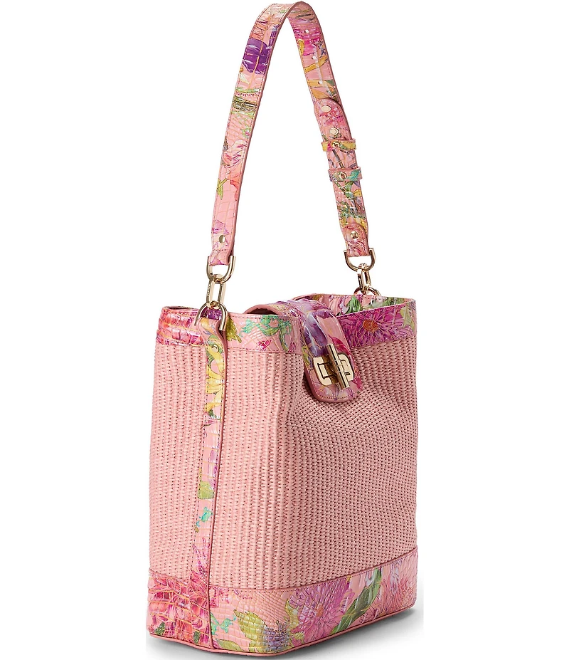 BRAHMIN Anthurium Collection Perennial Celina Contrast Trim Bucket Shoulder Bag
