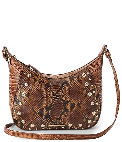 BRAHMIN Anuket Collection Cinnamon Corinne Snake Embossed Studded Crossbody Bag