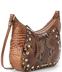 BRAHMIN Anuket Collection Cinnamon Corinne Snake Embossed Studded Crossbody Bag