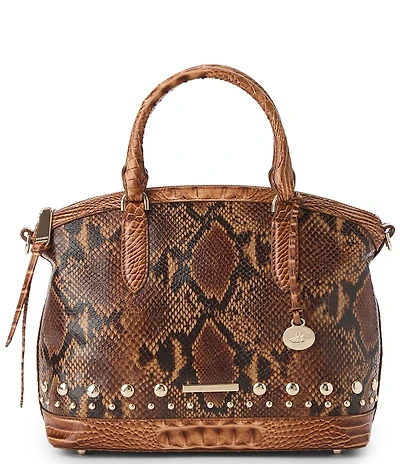 BRAHMIN Anuket Collection Cinnamon Duxbury Snake Embossed Studded Satchel Bag