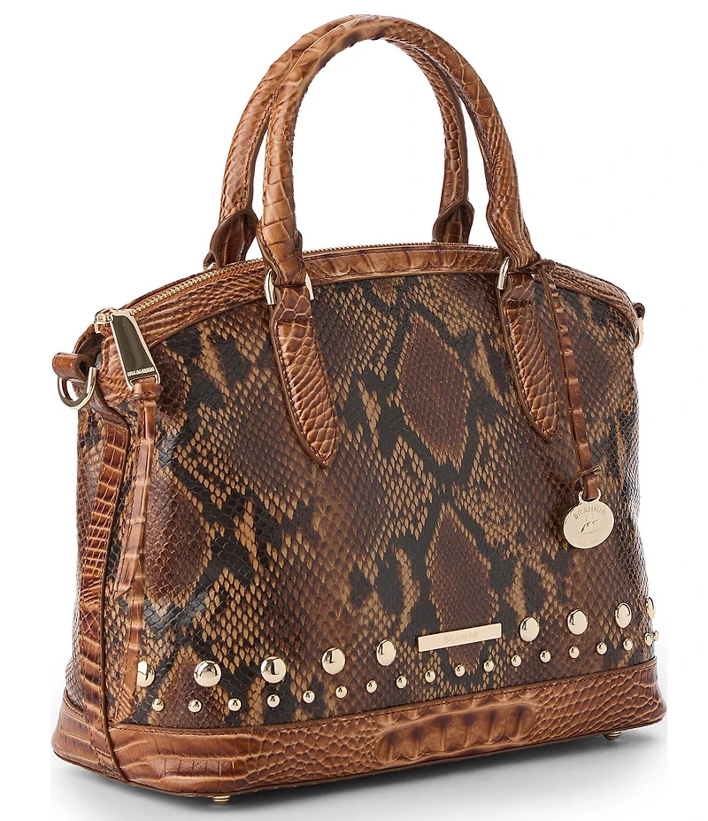 BRAHMIN Anuket Collection Cinnamon Duxbury Snake Embossed Studded Satchel Bag