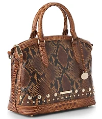 BRAHMIN Anuket Collection Cinnamon Duxbury Snake Embossed Studded Satchel Bag