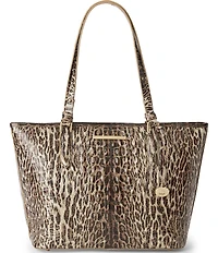 BRAHMIN Asher Melbourne Collection Ocelet Animal Print Medium Tote Bag