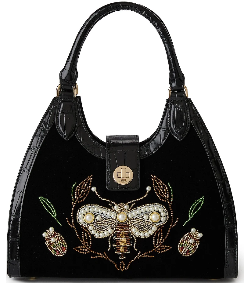 BRAHMIN Attenborough Collection Adrian Velvet Pearl Satchel Bag