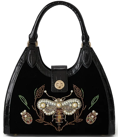 BRAHMIN Attenborough Collection Adrian Velvet Pearl Satchel Bag