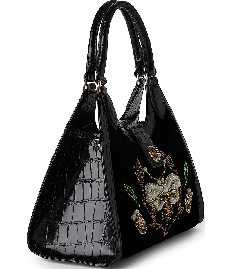 BRAHMIN Attenborough Collection Adrian Velvet Pearl Satchel Bag