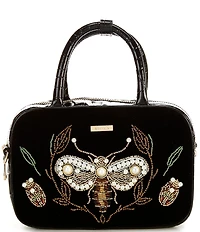 BRAHMIN Attenborough Collection Mara Mini Velvet Peal Beaded Satchel Bag