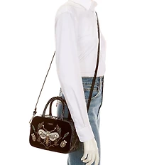 BRAHMIN Attenborough Collection Mara Mini Velvet Peal Beaded Satchel Bag