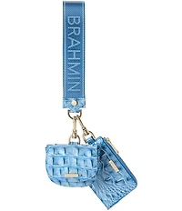 BRAHMIN Aura Blue Melbourne Etta Webbing Strap Wristlet