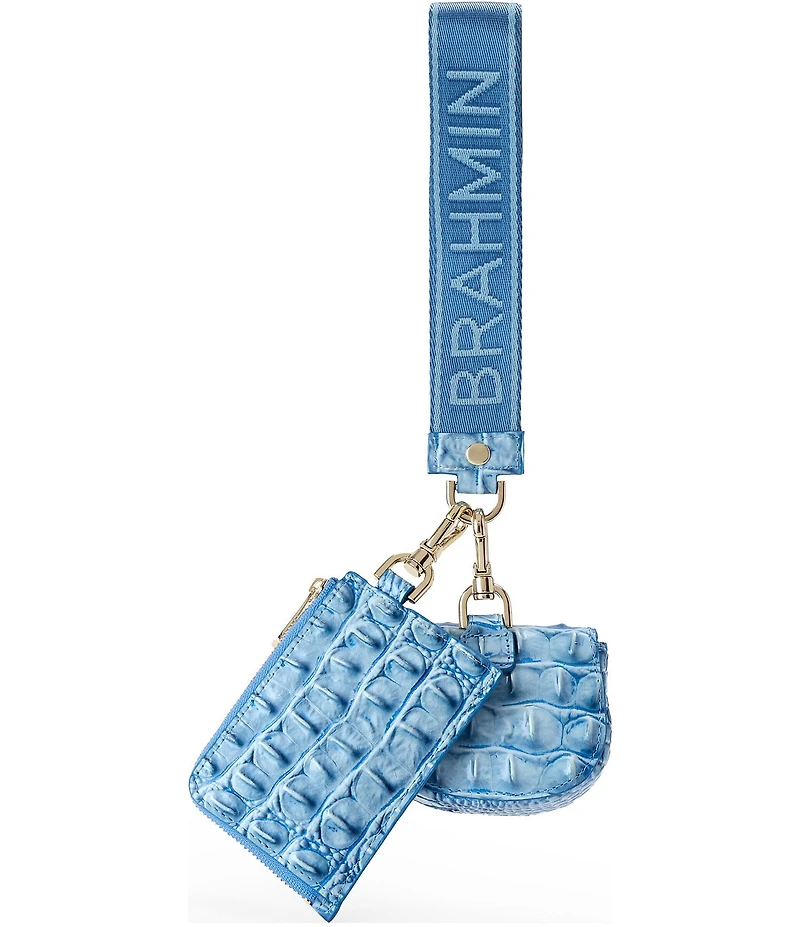BRAHMIN Aura Blue Melbourne Etta Webbing Strap Wristlet