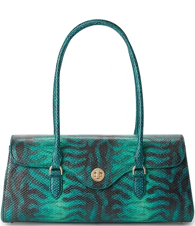 BRAHMIN Blue Mariner Collection Snake Embossed Dayan Satchel Bag