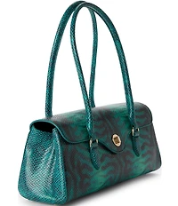 BRAHMIN Blue Mariner Collection Snake Embossed Dayan Satchel Bag
