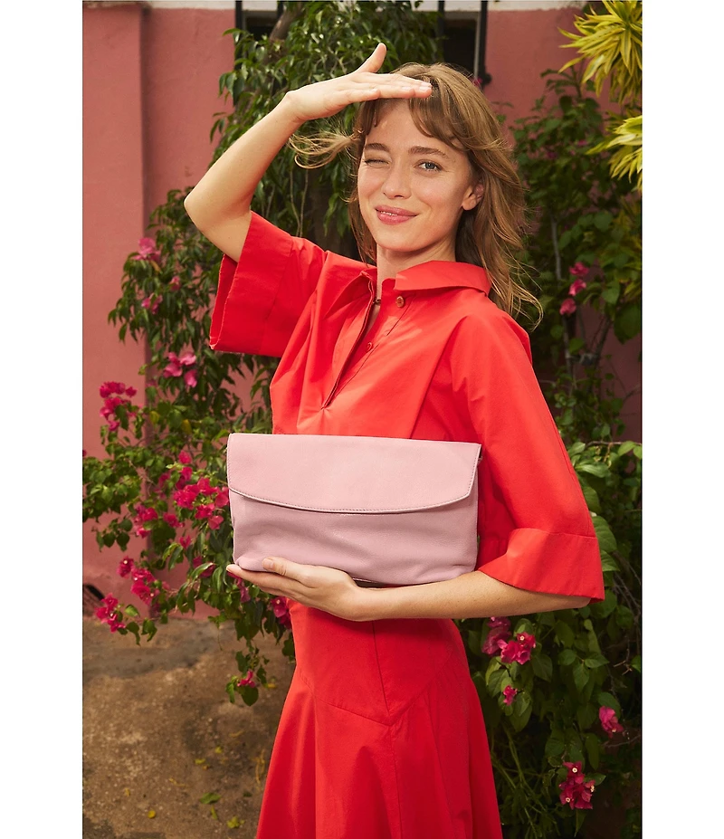 BRAHMIN Adrift Collection Kalina Blush Oversized Clutch