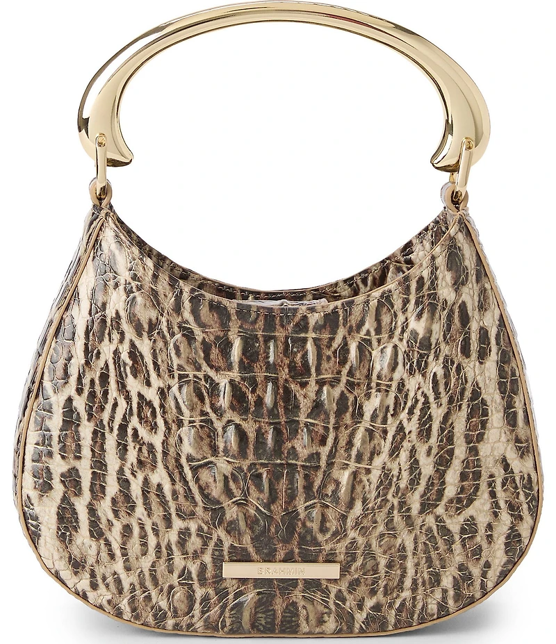 BRAHMIN Brielle Melbourne Collection Ocelot Animal Print Gold Handle Crossbody Bag