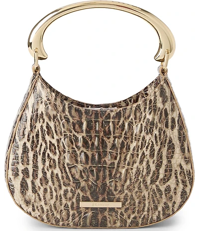 BRAHMIN Brielle Melbourne Collection Ocelot Animal Print Gold Handle Crossbody Bag