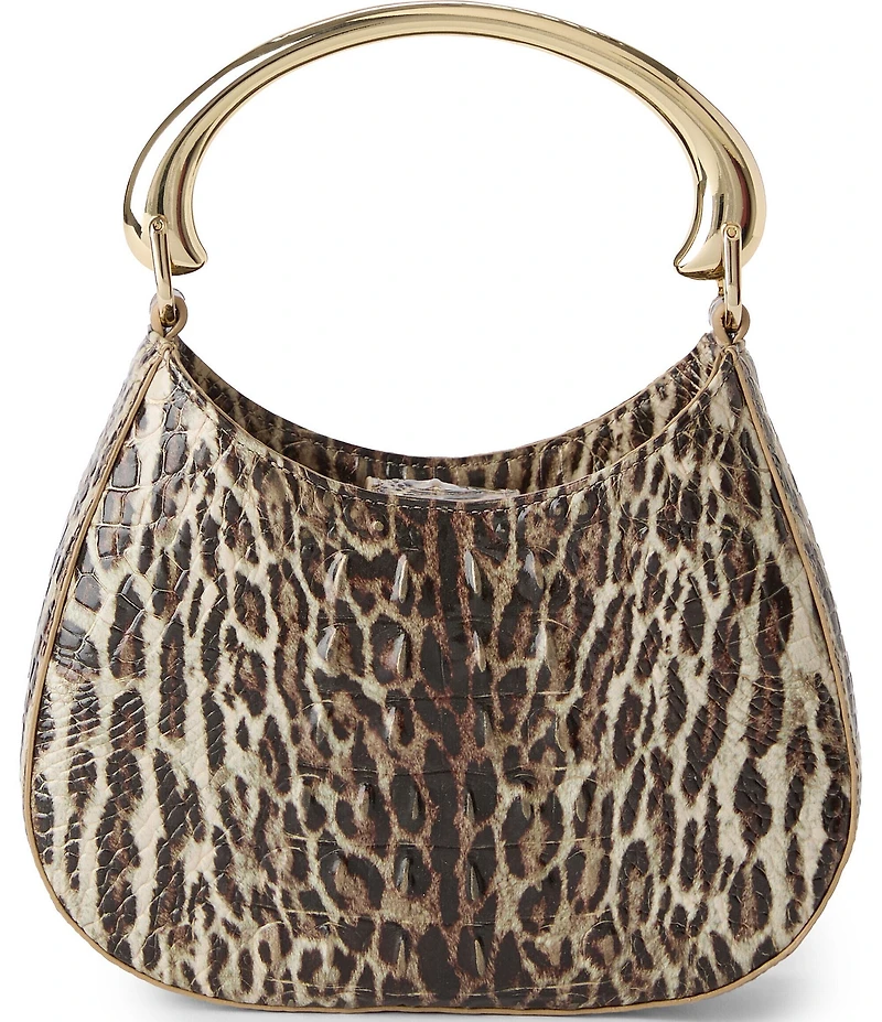 BRAHMIN Brielle Melbourne Collection Ocelot Animal Print Gold Handle Crossbody Bag