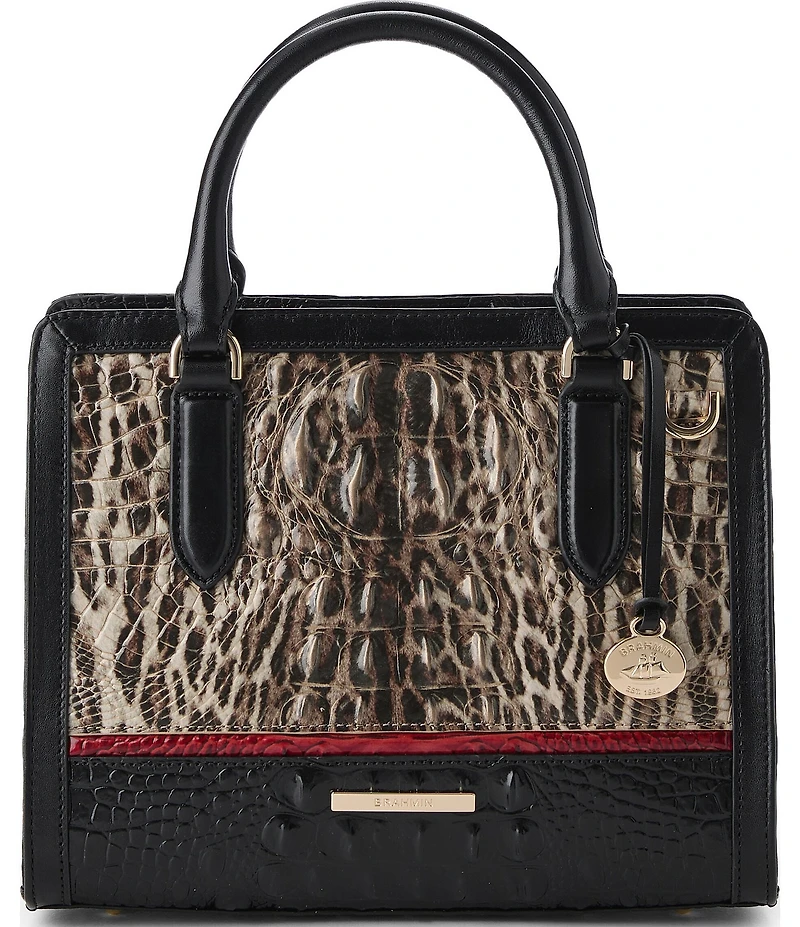 BRAHMIN Calgary Collection Ocelot Animal Print Cami Satchel Bag