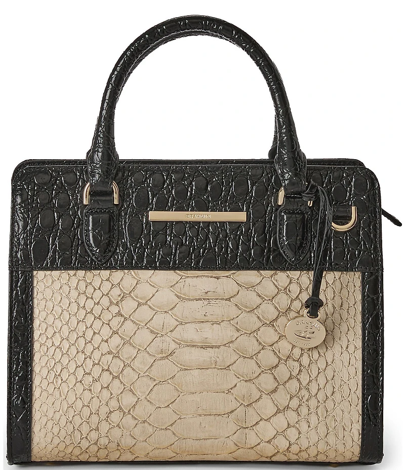 BRAHMIN Cami Breckenridge Collection Multi Croc Snake Embossed Satchel Bag