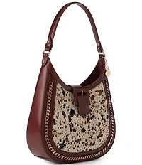 BRAHMIN Caspian Collection Cognac Fallon Cow Print Hobo Shoulder Bag