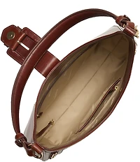 BRAHMIN Caspian Collection Cognac Fallon Cow Print Hobo Shoulder Bag