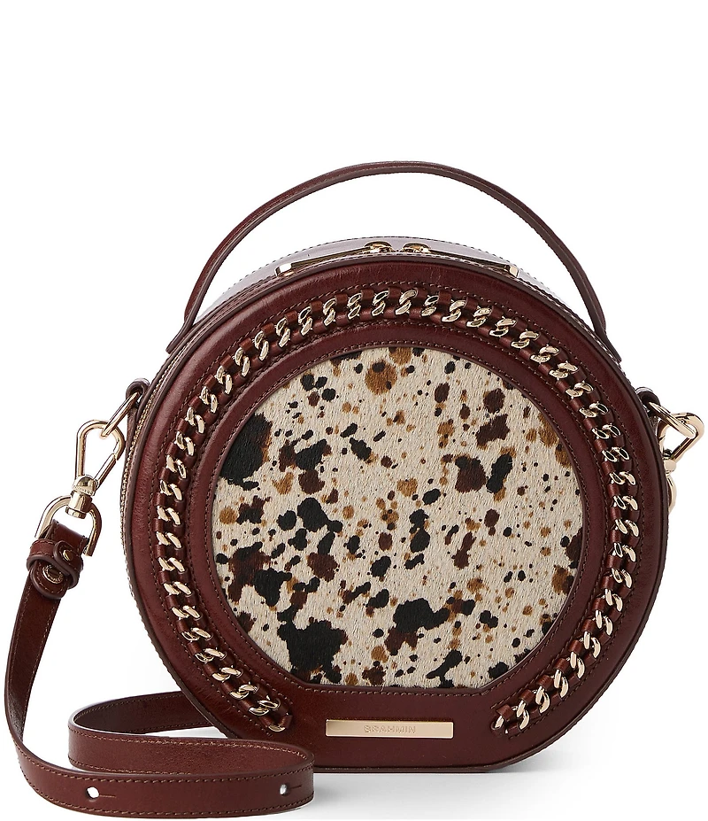 BRAHMIN Caspian Collection Cognac Lane Cow Print Crossbody Bag