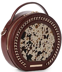 BRAHMIN Caspian Collection Cognac Lane Cow Print Crossbody Bag