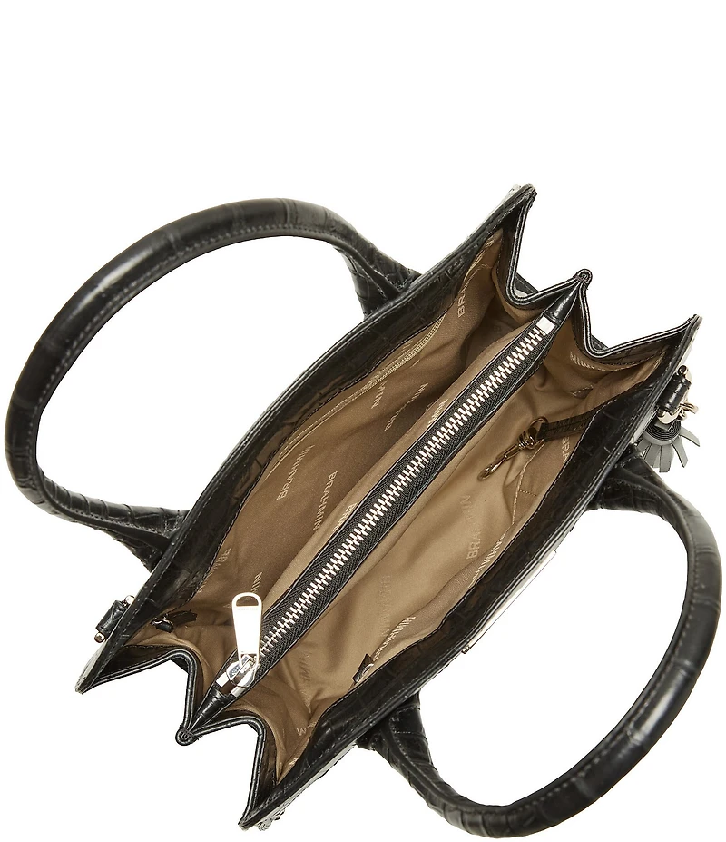 BRAHMIN Castle Glen Collection Black Rosetta Satchel Bag