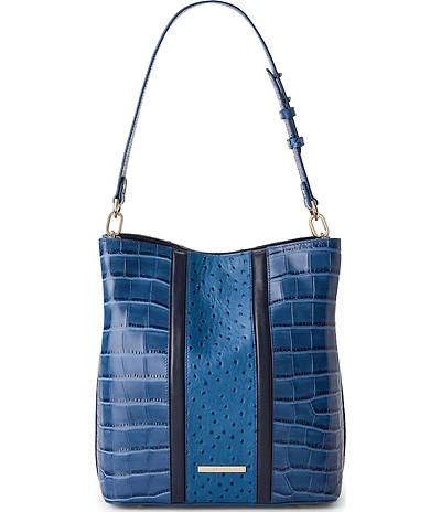 BRAHMIN Celina Retro Blue Skye Magnetic Snap Bucket Bag