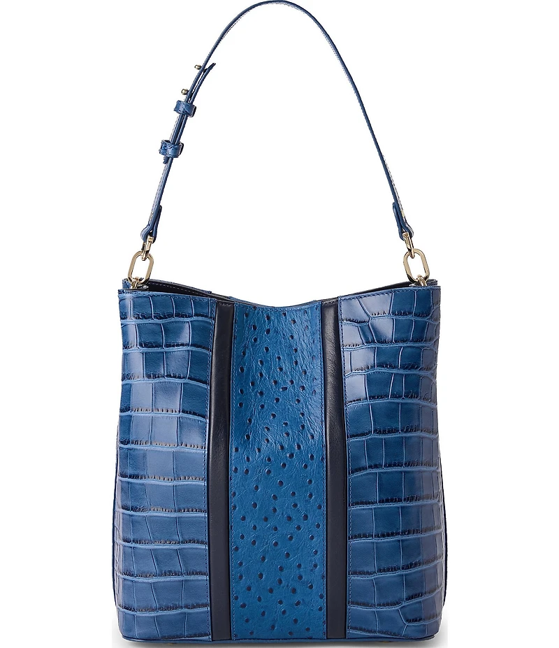 BRAHMIN Celina Retro Blue Skye Magnetic Snap Bucket Bag
