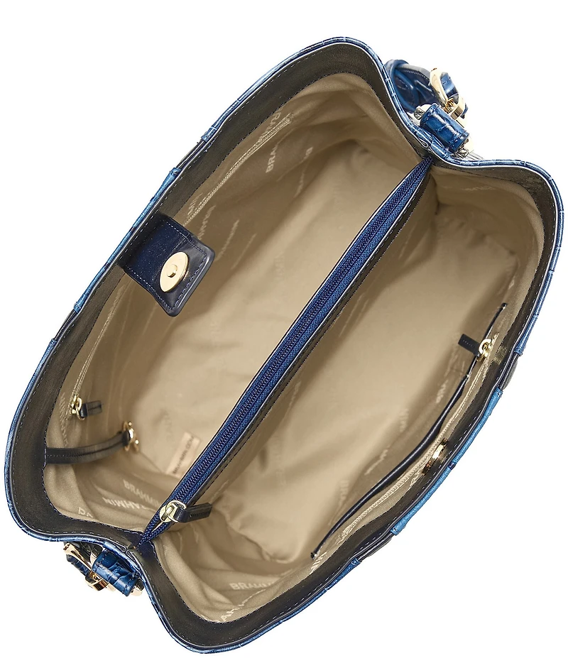 BRAHMIN Celina Retro Blue Skye Magnetic Snap Bucket Bag