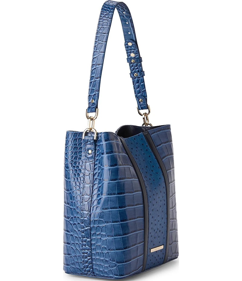 BRAHMIN Celina Retro Blue Skye Magnetic Snap Bucket Bag