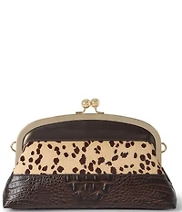 BRAHMIN Christine Espresso Natrona Collection Animal Print Kiss Lock Clutch