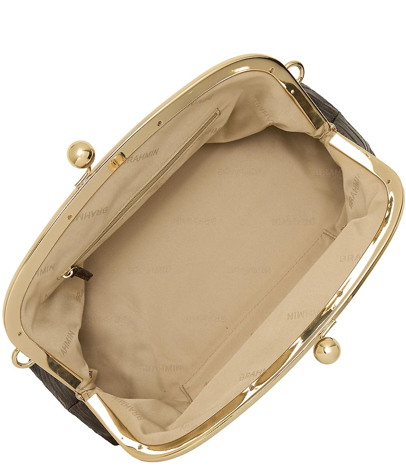 BRAHMIN Christine Espresso Natrona Collection Animal Print Kiss Lock Clutch