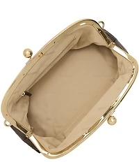 BRAHMIN Christine Espresso Natrona Collection Animal Print Kiss Lock Clutch