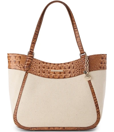 BRAHMIN Cinnamon Palma Collection Aliza Canvas Tote Bag