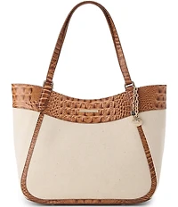BRAHMIN Cinnamon Palma Collection Aliza Canvas Tote Bag