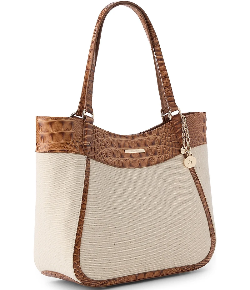 BRAHMIN Cinnamon Palma Collection Aliza Canvas Tote Bag