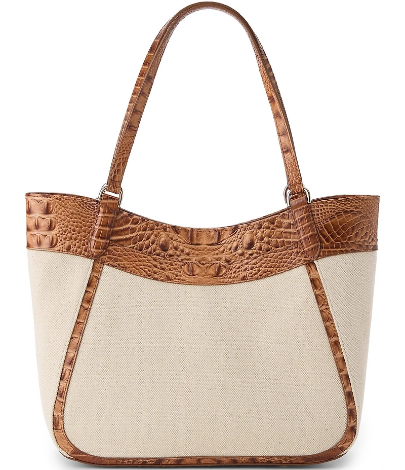 BRAHMIN Cinnamon Palma Collection Aliza Canvas Tote Bag