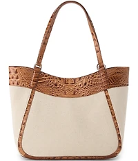 BRAHMIN Cinnamon Palma Collection Aliza Canvas Tote Bag