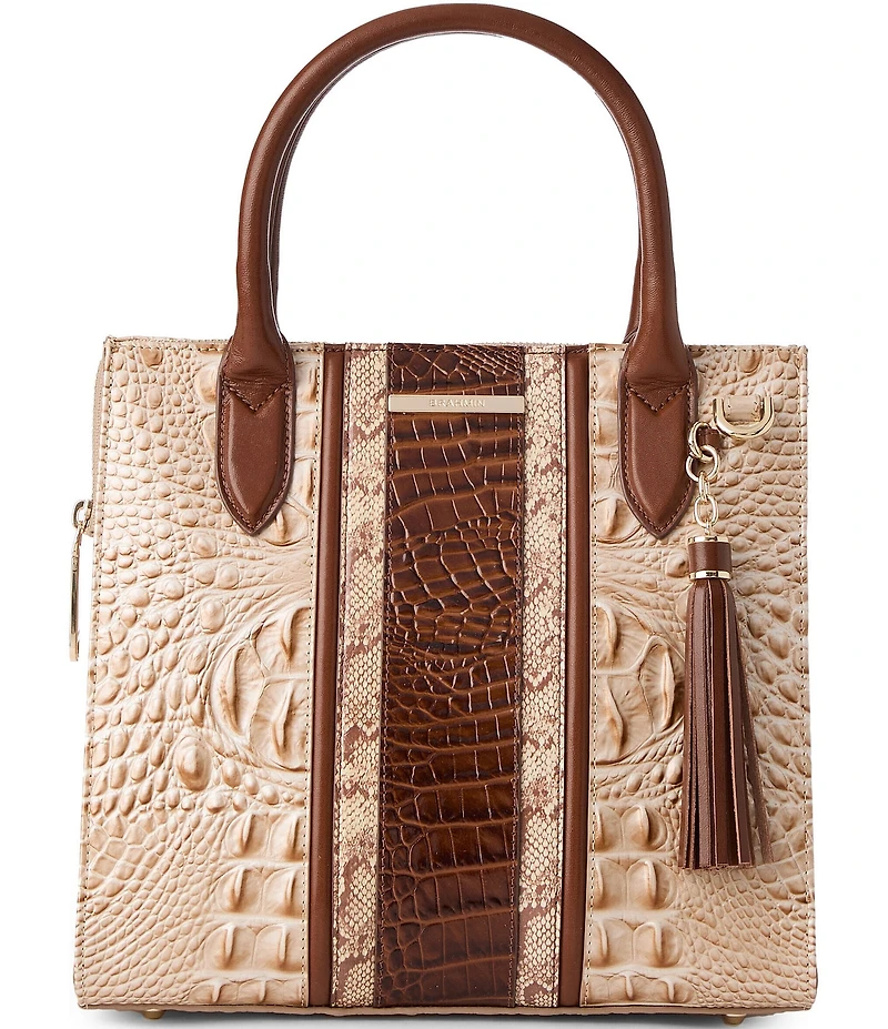 BRAHMIN Contour Pecan Ambrose Melbourne Small Caroline Satchel Bag