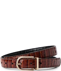 BRAHMIN Reversible Crocodile Embossed Leather Belt