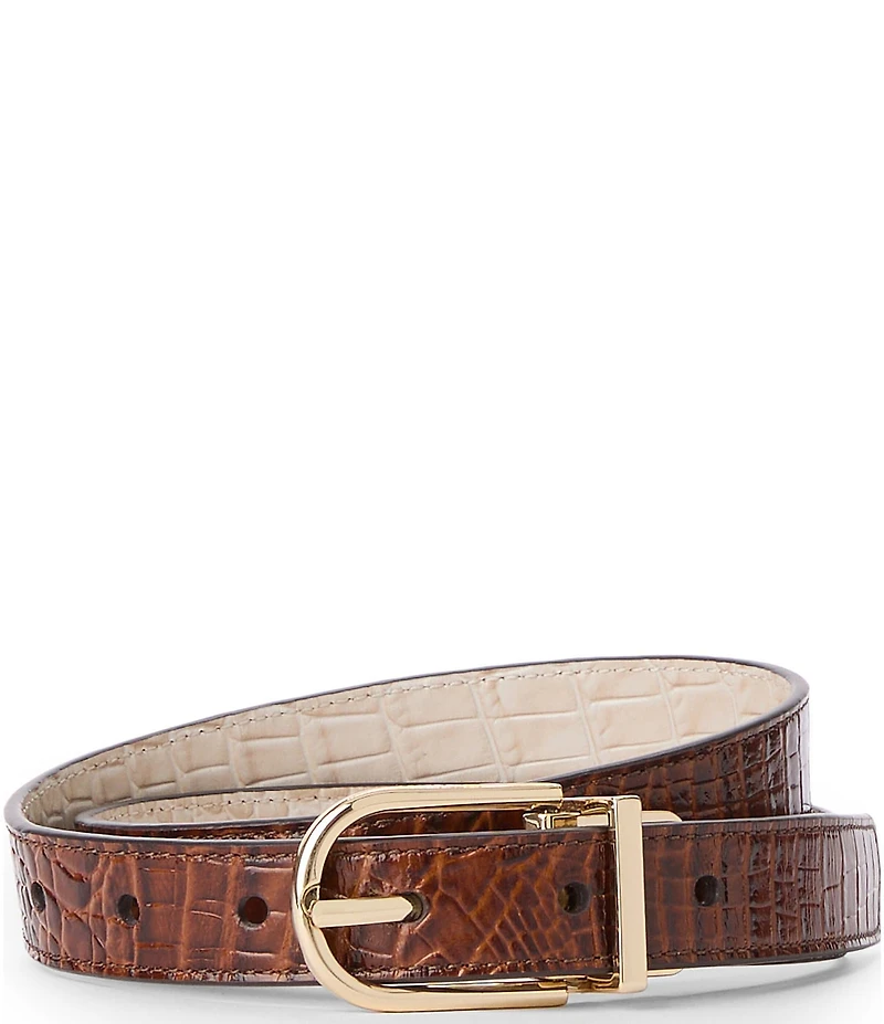 BRAHMIN Reversible Crocodile Embossed Leather Belt